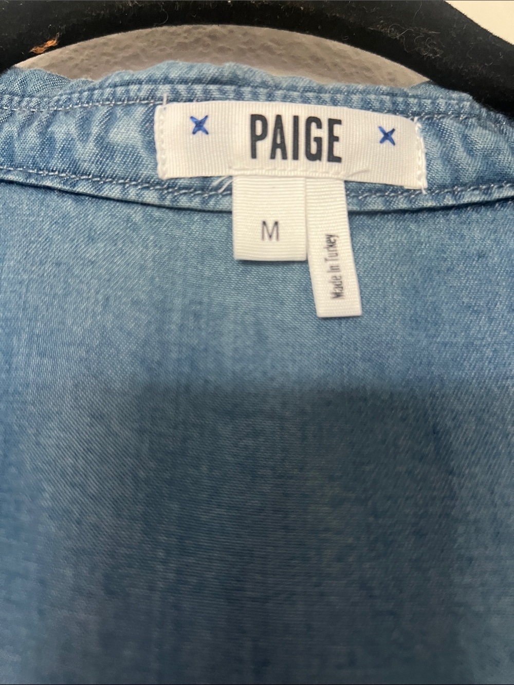 PAIGE Washed Blue Lace-Up Chambray Long Sleeve Dress - Picture 2 of 3